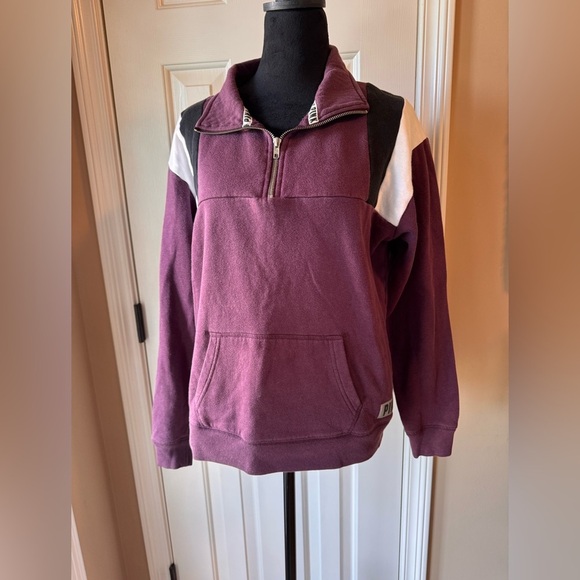 PINK Victoria's Secret Purple 1/4 zip Pullover with Black and White Details - Picture 2 of 9